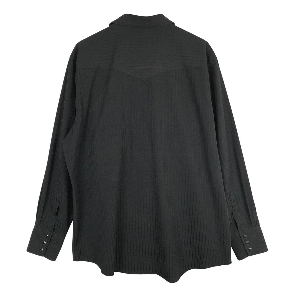 VTG WRANGLER Western Snap Shirt Men's Sz XL Black Shiny Shadow Stripe L/S Cowboy - Picture 7 of 9